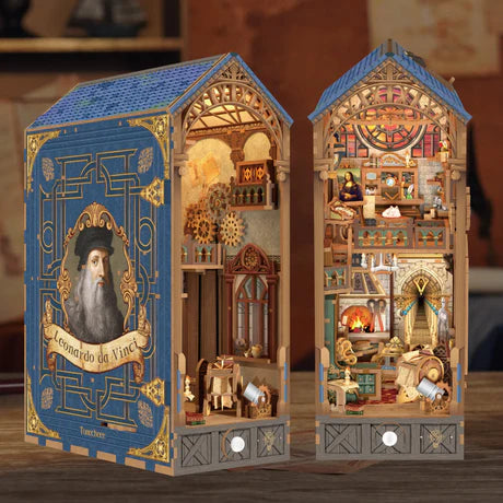 Leonardo da Vinci Temalı Kendin Yap Kitaplık Dekoru